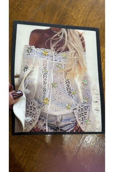 Gönülden Tasarım Жіноча аплікація з цирконієвими камінцями та паєтками - 23x1...