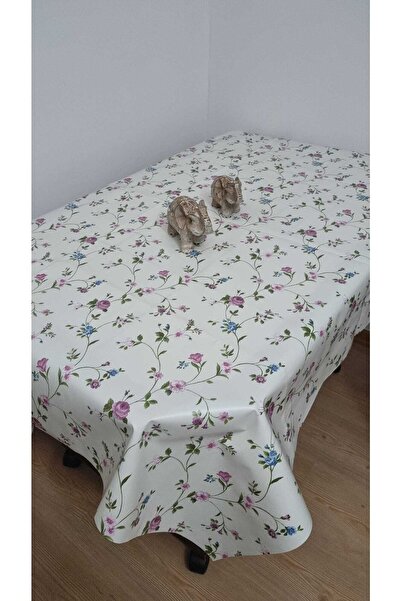 CLK Home مفرش طاولة بلاستيكي مبطن بنقشة الزهور وقابل للمسح