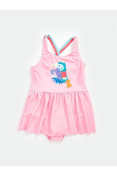 LC Waikiki LCW Kids - Γυναικείο μαγιό με στάμπα Quick Dry με φούστα WAIKINAİ