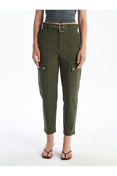 LC Waikiki Lcw Vision Khaki Waist Belted Narrow Fit Women's Cargo Pants