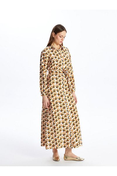 LC Waikiki Long Sleeve Patterned Women's Shirt Dress
