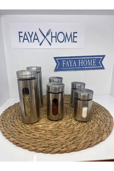 FAYA HOME 6 Pieces 3 Stage Stainless Steel Spice Rack Salt Shaker Set