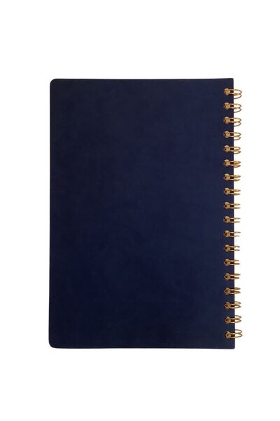 blume Navy Blue 16*24 Cm Lined Spiral Thermo Leather Notebook with Flexible Cover
