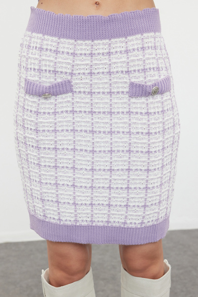 Trendyol Collection Lila csillogó tweed kötöttáru szett - alsó és felső TWOAW21AU0003