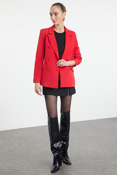 Trendyol Collection Світло-червоний двобортний піджак на підкладці з тканого полотна TWOSS21CE0137