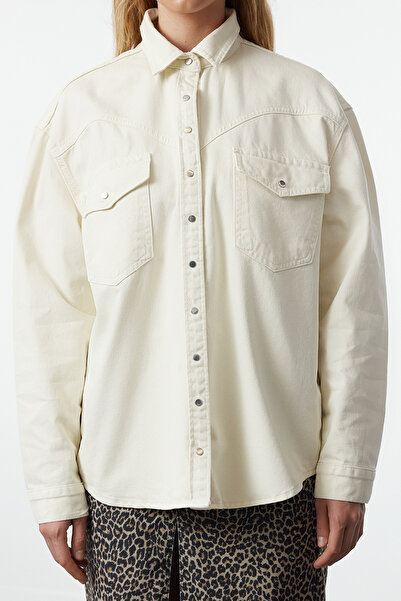 Trendyol Collection Ecru Denim Shirt TWOSS23GO00227