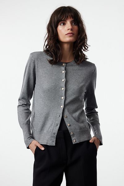 Trendyol Collection Premium Gray Knitwear Cardigan - Jacket Look, Special Yarn Twoaw25Hi00094
