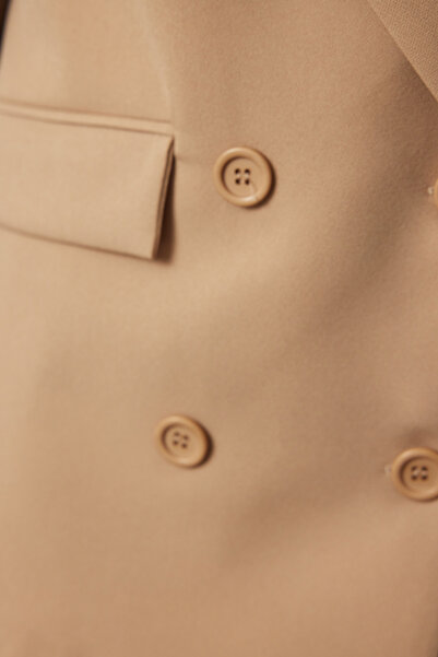 Trendyol Collection Dvouřadé sako – norkové, podšité a tkané, TWOAW21CE0272