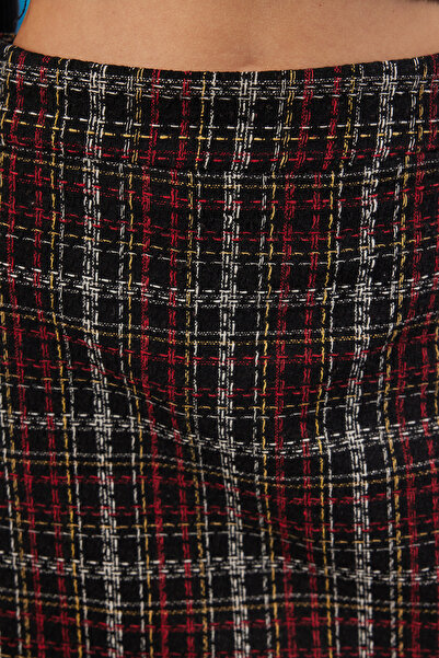 Trendyol Collection Tweed Fabric mini kockás mintás szoknya - TWOAW23ET00017