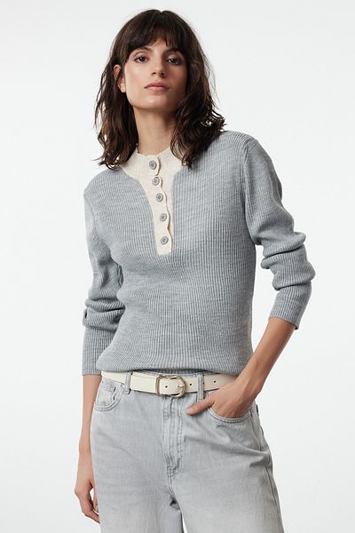 Trendyol Collection Stand Collar Gray Knitwear Sweater - TWOAW25KZ00288