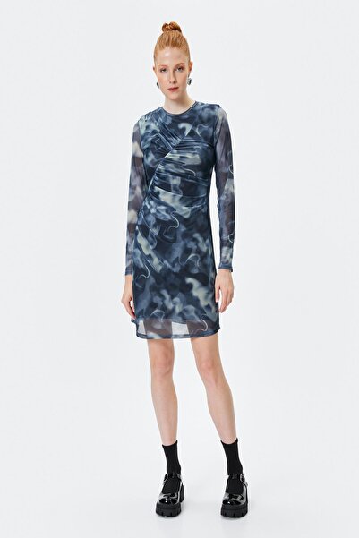 Koton Women's Navy Blue Patterned Dress