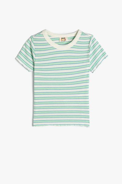 Koton Kids Μπλουζάκι για κορίτσι με πράσινο ρίγες - 4Skg10090Ak