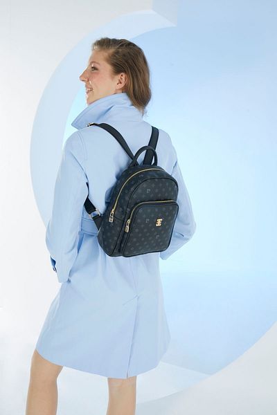 Pierre Cardin Schwarzer Monogramm-Damenrucksack 05PO22Y1553