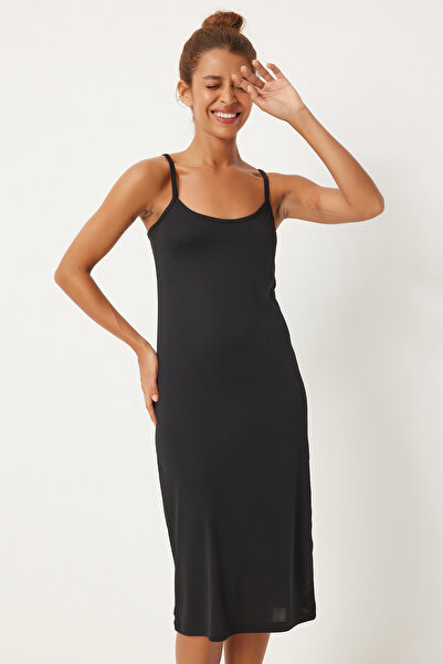 Happiness İstanbul Black Strap Knitted Dress - Women's AN00206