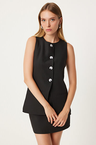 Happiness İstanbul Fekete mini női szoknya - szőtt FN03240