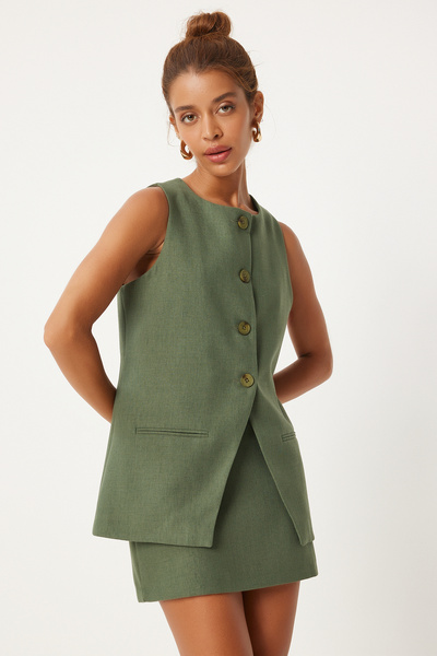 Happiness İstanbul Zöld női miniszoknya - Szövött FN03240