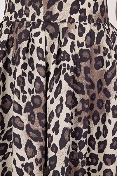 Addax Long Leopard Patterned Parachute Skirt - E 241022 -asn75