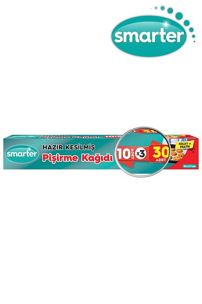 SMARTER 30 Pieces of Oily Baking Paper Ready Cut (10 Pieces X 3)