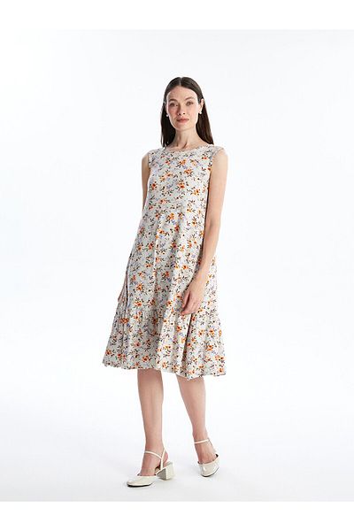 LC Waikiki Crew Neck Floral A-Line Women's Dress