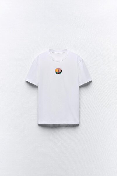 The Champ Clothing Біла жіноча футболка - Йога Арт Пейзаж з принтом