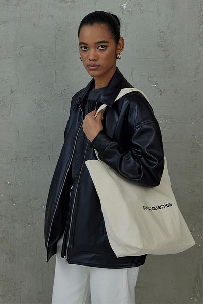 Suud Collection Cremefarbene Basic-Canvas-Tasche