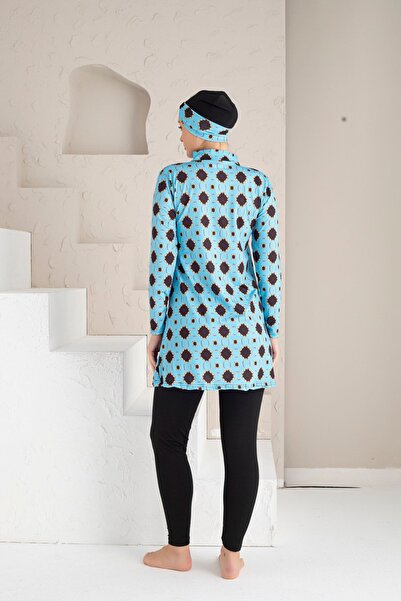 DONEX Full Covered Patterned Lycra Tights Hijab Swimsuit - 1218