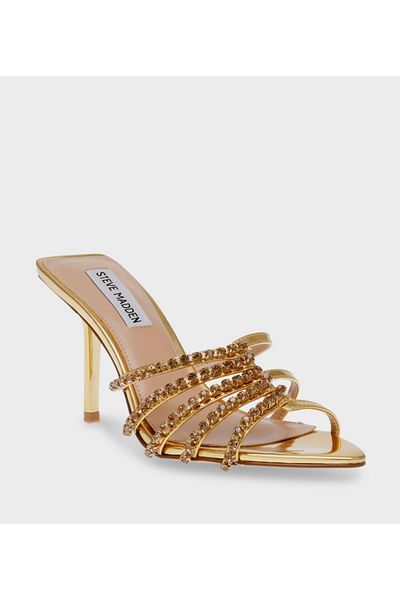 Steve Madden صندل نسائي بكعب ذهبي