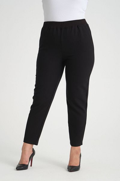 Dejabrew Jeans Plus Size Black Trousers - Elastic Waist A005