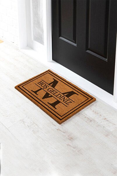 Paspas Yap Kişiye Özel Ortasında Harf Baskılı Hoş Geldiniz Kapı Önü Paspası K...