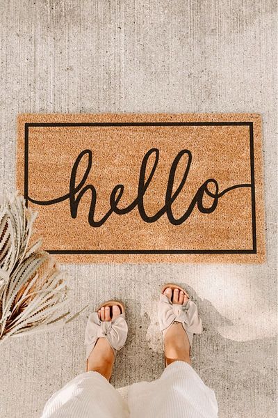 Paspas Yap Hello Striped Door Mat in the Middle - Entrance and Exterior Door Koko Mat