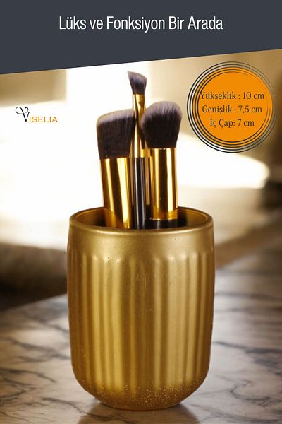 Viselia Χρυσό χρώμα Μακιγιάζ Organizer - Βούρτσα και Μοντέλο 11