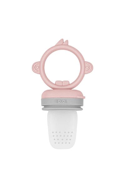 OiOi Pinky Pink Silicone Fruit and Vegetable Pacifier - Powder Gray