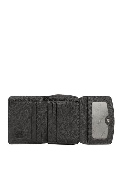 CENGİZ PAKEL Genuine Leather Mini Horizontal Wallet - Cengiz Pakel, Snap Fastener, Black - 65288