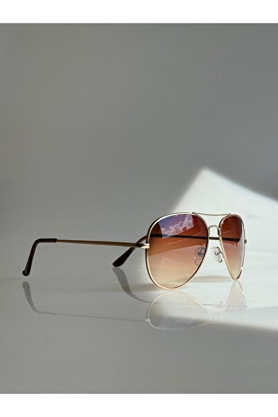 Della Pianto Unisex Brown Metal Sunglasses with Drop Detail