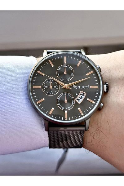 Ferrucci   Men's Calendar Straw Cord Wristwatch