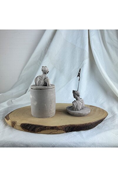 Melouro Mink Antique Apollo Box with Lid and Statue Note Holder with Apollo Base Set of 2