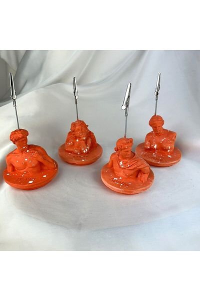 Melouro Orange David, Cupid (Angel), Apollo and Venus Sculpture Splash Note Holder Set of 4