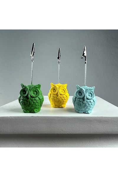 Melouro Owl Note Holder Set of 3 (green - Mint - Yellow)