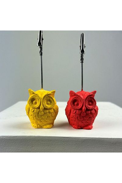 Melouro Owl Note Holder Set of 2 (yellow-coral)