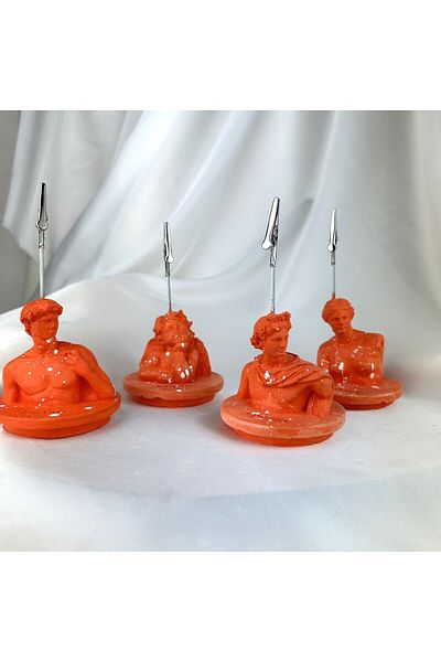 Melouro Orange David, Cupid (Angel), Apollo and Venus Sculpture Splash Note Holder Set of 4