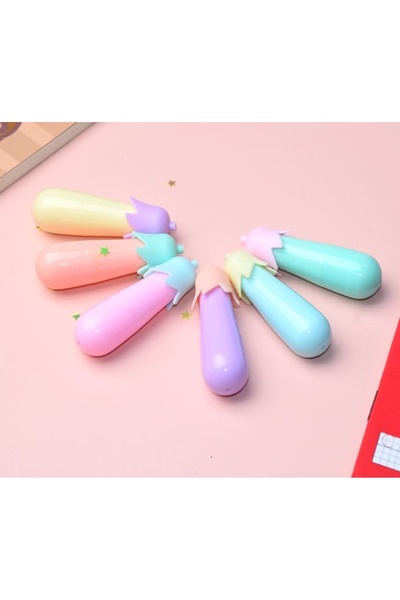 newnet Sevimli Patlıcan Şeklinde Şeffaf Mini Cüzdan İçerinde 6'Li Renkli Mini...