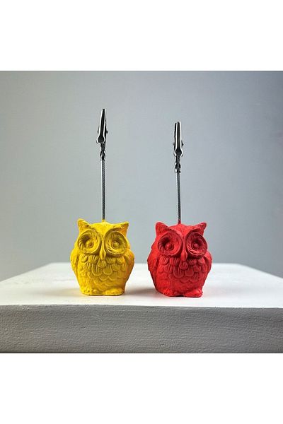 Melouro Owl Note Holder Set of 2 (yellow-coral)