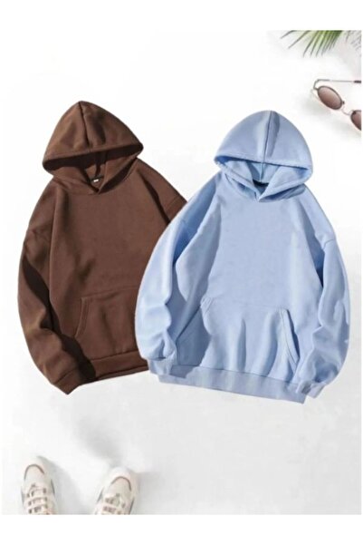 MOONBULL Σετ 2 Unisex Φούτερ με μονόχρωμη κουκούλα