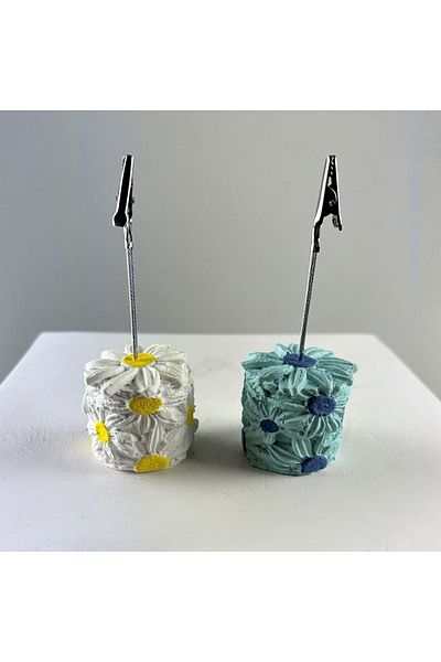 Melouro White Light Blue Daisy 2 Pieces Note Holder Set