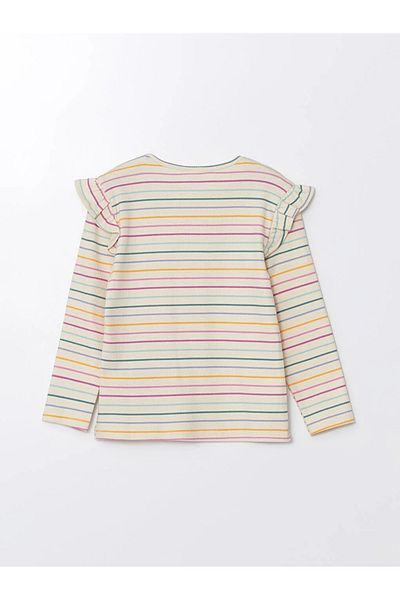 LC Waikiki LCW Baby - Tricou cu mânecă lungă cu decolteu în dungi pentru fetiță