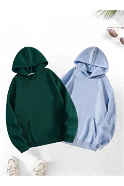 MOONBULL Set de 2 hanorace unisex simple cu glugă