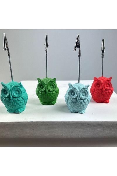 Melouro Owl Note Holder Set of 4 (Ice Green - Mint - Coral - Green)