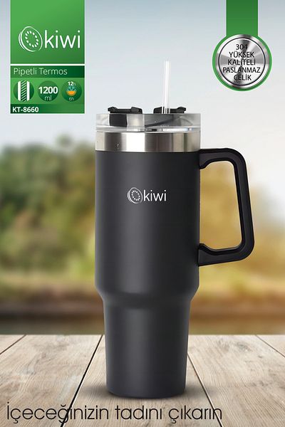 Kiwi Kt-8660 1.2 Lt Thermos Cup with Straw