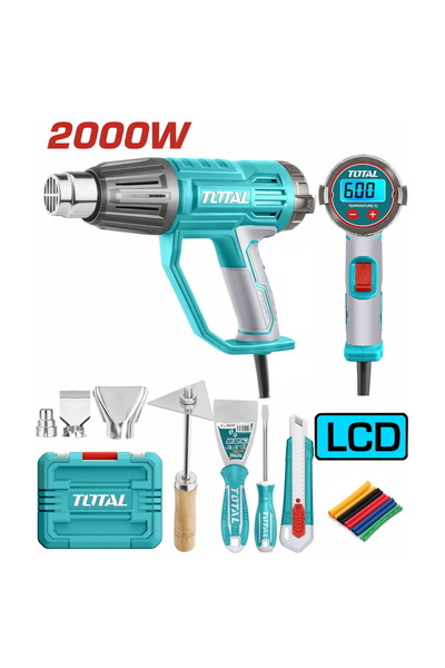 TOTAL Led Ekranlı Sıcak Hava Tabancası 2000 Watt 7 Parça NMS HIRDAVAT TB200561