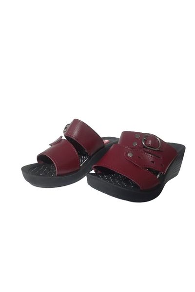 POLEX Papuci ortopedici pentru femei cu cataramă roșu Claret - Daily Stylish plexx75-66